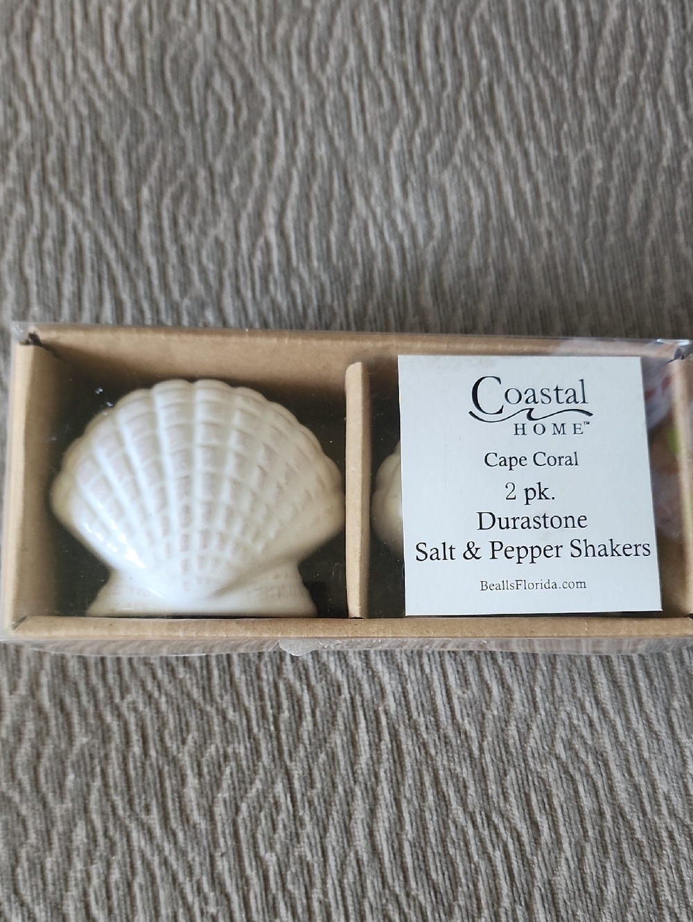 Coastal Home Cape Coral Durastone Shell Salt & Pepper Shakers - White